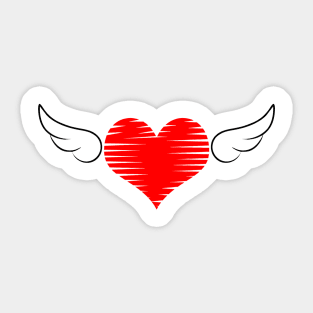 winged red heart 01 White Sticker